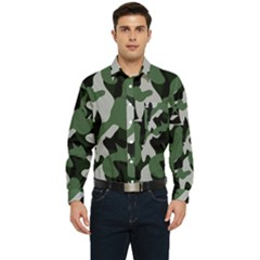 Illustration Camouflage Camo Army Soldier Abstract Pattern Men s Long Sleeve Pocket Shirt  by danenraven