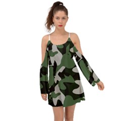 Illustration Camouflage Camo Army Soldier Abstract Pattern Kimono Sleeves Boho Dress by danenraven