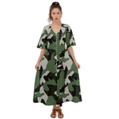 Illustration Camouflage Camo Army Soldier Abstract Pattern Kimono Sleeve Boho Dress by danenraven