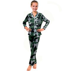 Illustration Camouflage Camo Army Soldier Abstract Pattern Kid s Satin Long Sleeve Pajamas Set by danenraven