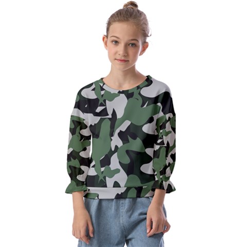 Illustration Camouflage Camo Army Soldier Abstract Pattern Kids  Cuff Sleeve Top by danenraven