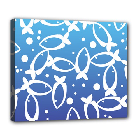 Blue Fish Water Aquarium Deluxe Canvas 24  X 20  (stretched) by danenraven