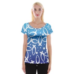 Blue Fish Water Aquarium Cap Sleeve Top by danenraven