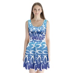 Blue Fish Water Aquarium Split Back Mini Dress  by danenraven