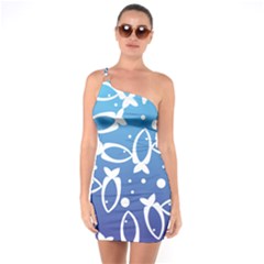 Blue Fish Water Aquarium One Soulder Bodycon Dress by danenraven