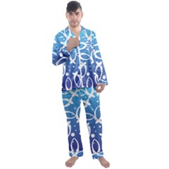 Blue Fish Water Aquarium Men s Long Sleeve Satin Pajamas Set by danenraven