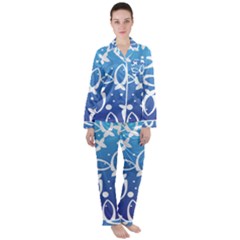 Blue Fish Water Aquarium Satin Long Sleeve Pajamas Set by danenraven