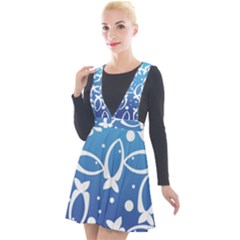 Blue Fish Water Aquarium Plunge Pinafore Velour Dress by danenraven