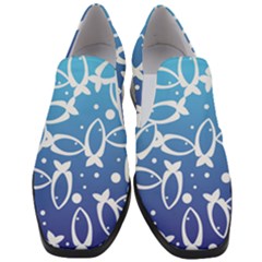 Blue Fish Water Aquarium Women Slip On Heel Loafers by danenraven