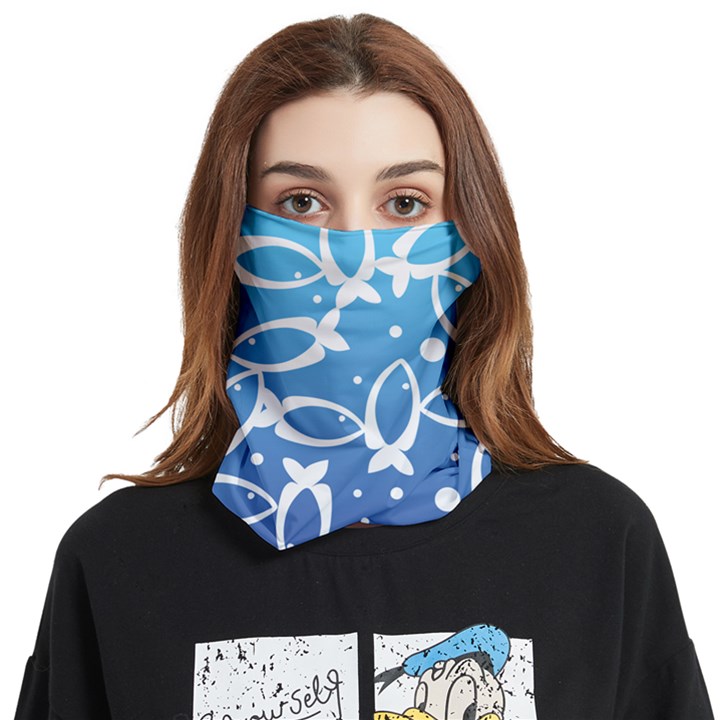 Blue Fish Water Aquarium Face Covering Bandana (Two Sides)