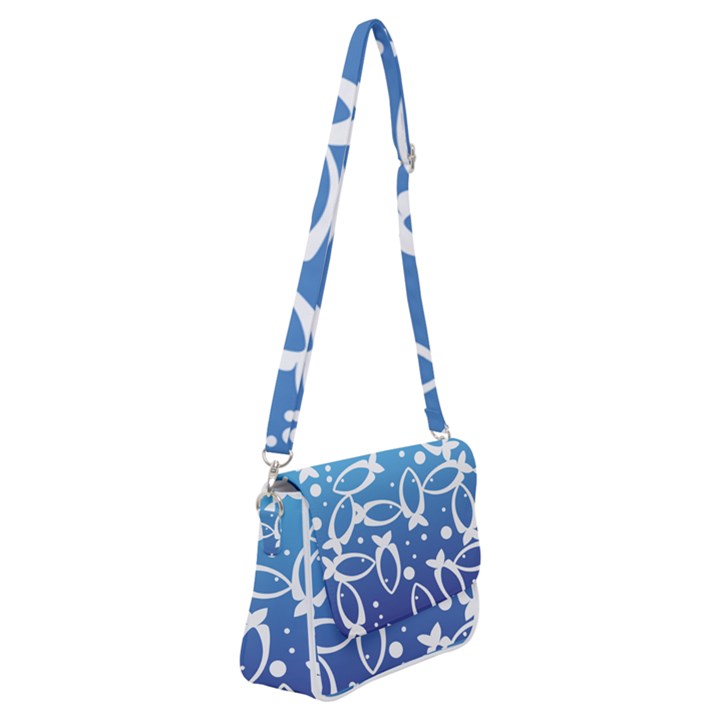 Blue Fish Water Aquarium Shoulder Bag with Back Zipper