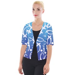 Blue Fish Water Aquarium Cropped Button Cardigan by danenraven