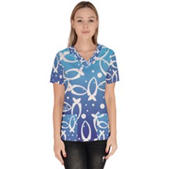 Blue Fish Water Aquarium Women s V-neck Scrub Top by danenraven