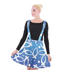 Blue Fish Water Aquarium Suspender Skater Skirt by danenraven