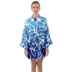 Blue Fish Water Aquarium Long Sleeve Satin Kimono by danenraven