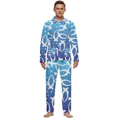 Blue Fish Water Aquarium Men s Long Sleeve Velvet Pocket Pajamas Set by danenraven