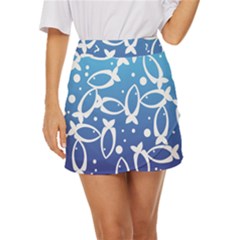 Blue Fish Water Aquarium Mini Front Wrap Skirt by danenraven