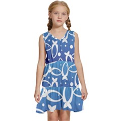 Blue Fish Water Aquarium Kids  Sleeveless Tiered Mini Dress by danenraven