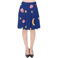 Sleepy Sheep Star And Moon Velvet High Waist Skirt by danenraven