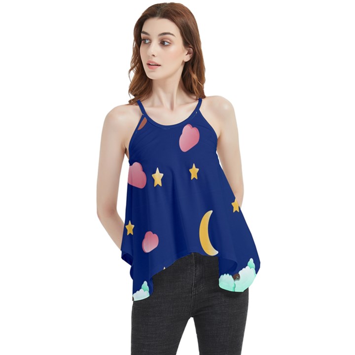 Sleepy Sheep Star And Moon Flowy Camisole Tank Top