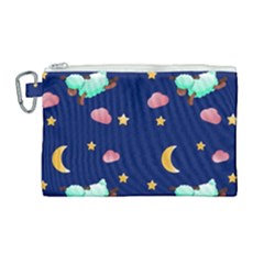 Sleepy Sheep Star And Moon Canvas Cosmetic Bag (large) by danenraven