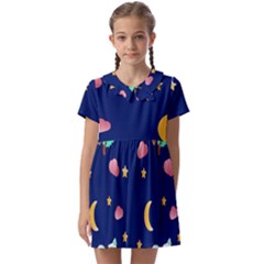 Sleepy Sheep Star And Moon Kids  Asymmetric Collar Dress by danenraven