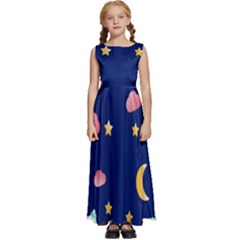 Sleepy Sheep Star And Moon Kids  Satin Sleeveless Maxi Dress by danenraven