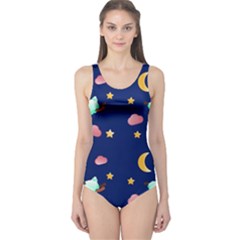 Sleepy Sheep Star And Moon One Piece Swimsuit by danenraven