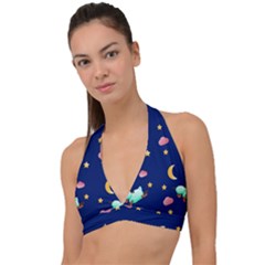 Sleepy Sheep Star And Moon Halter Plunge Bikini Top by danenraven