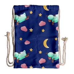 Sleepy Sheep Star And Moon Drawstring Bag (large) by danenraven