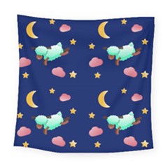 Sleepy Sheep Star And Moon Square Tapestry (large) by danenraven