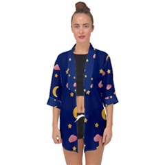 Sleepy Sheep Star And Moon Open Front Chiffon Kimono by danenraven