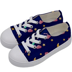 Sleepy Sheep Star And Moon Kids  Low Top Canvas Sneakers by danenraven