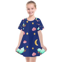 Sleepy Sheep Star And Moon Kids  Smock Dress by danenraven