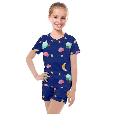 Sleepy Sheep Star And Moon Kids  Mesh Tee And Shorts Set by danenraven