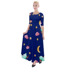 Sleepy Sheep Star And Moon Half Sleeves Maxi Dress by danenraven