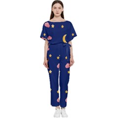 Sleepy Sheep Star And Moon Batwing Lightweight Chiffon Jumpsuit by danenraven