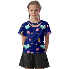 Sleepy Sheep Star And Moon Kids  Front Cut Tee by danenraven