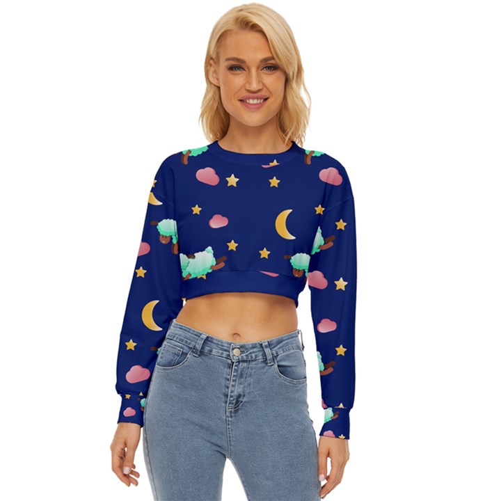 Sleepy Sheep Star And Moon Lightweight Long Sleeve Sweatshirt