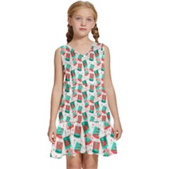 Birthday Pattern Party Celebration Kids  Sleeveless Tiered Mini Dress by danenraven