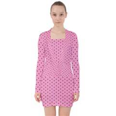 Polka Dot Dots Pattern Dot V-neck Bodycon Long Sleeve Dress by danenraven