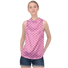 Polka Dot Dots Pattern Dot High Neck Satin Top by danenraven