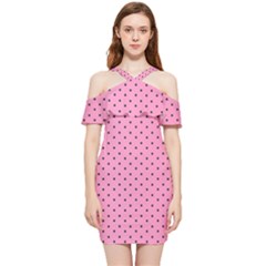 Polka Dot Dots Pattern Dot Shoulder Frill Bodycon Summer Dress by danenraven