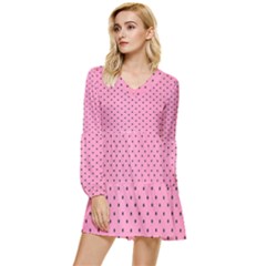 Polka Dot Dots Pattern Dot Tiered Long Sleeve Mini Dress by danenraven