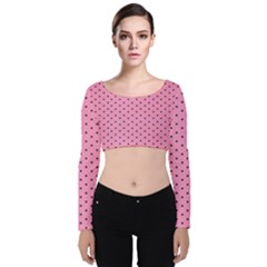 Polka Dot Dots Pattern Dot Velvet Long Sleeve Crop Top by danenraven