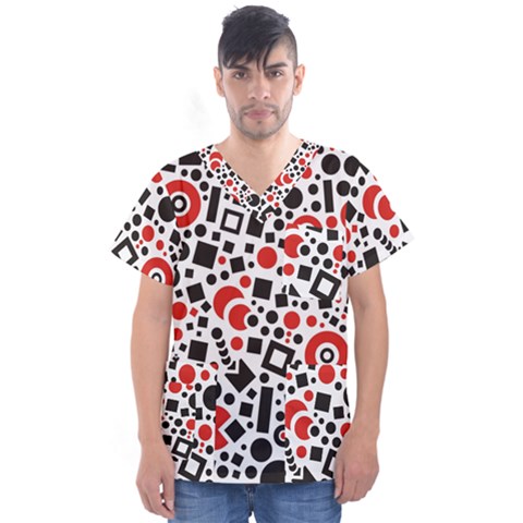 Square Object Future Modern Men s V-neck Scrub Top by danenraven