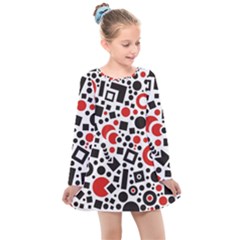 Square Object Future Modern Kids  Long Sleeve Dress by danenraven