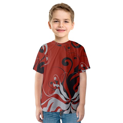 Nature Background Abstract Red Gray Black Kids  Sport Mesh Tee by danenraven