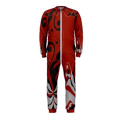 Nature Background Abstract Red Gray Black Onepiece Jumpsuit (kids) by danenraven