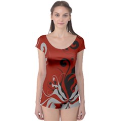 Nature Background Abstract Red Gray Black Boyleg Leotard  by danenraven